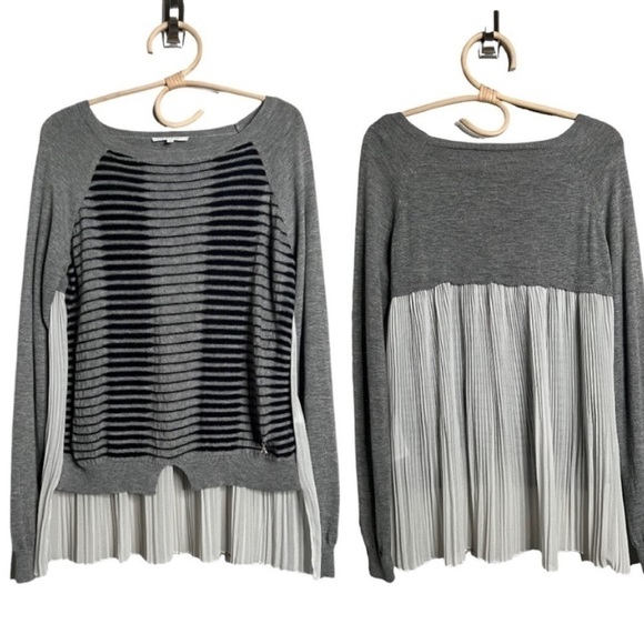 Patrizia Pepe Cashmere Silk Wool Blend Accordion Hi Lo Sweater Size Medium 2 - Picture 2 of 14